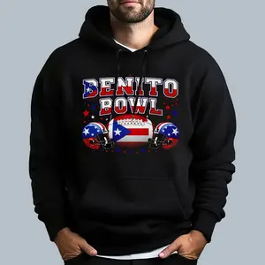100% pure cotton Black T Shirt/Hoodie I M Here For The Benito Bowl Puerto Rico Flag Football Helmet Design For Football Fans And Events Streetwear comfortable fashion retro cozy unisex trendy casual tshirt