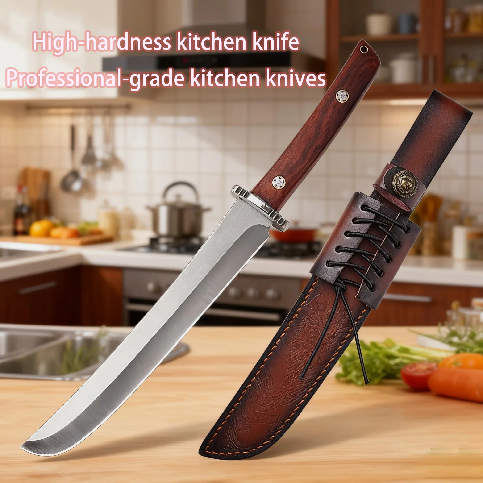High-Quality Japanese Knife, Professional Kitchen Chef Knife with Sheath, Bone-Removing Butcher Knife, Portable Old Style Cooking Knife, Stainless Steel Knives