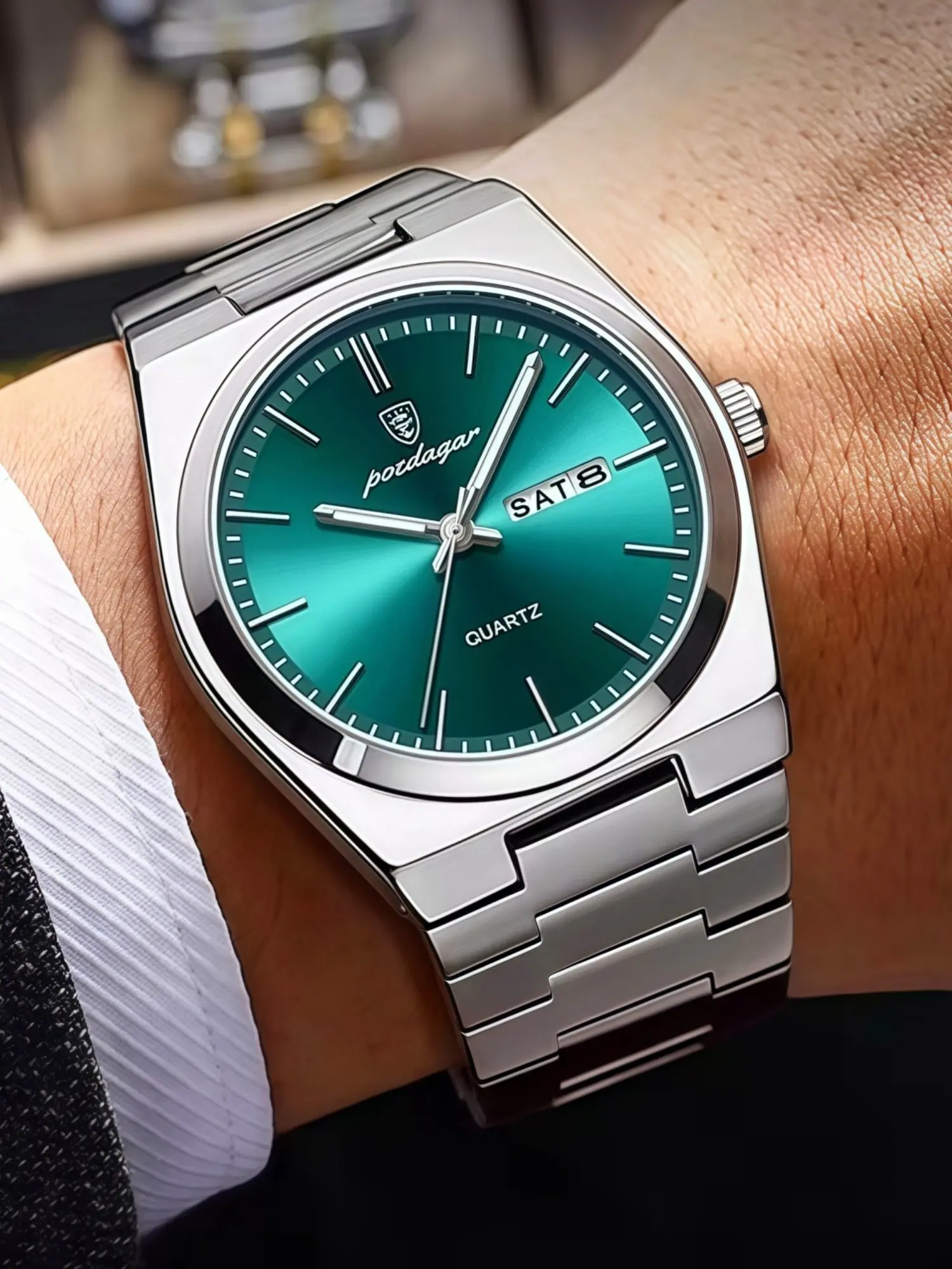 Luxury Men's Analog Quartz Watch, Fashionable Stylish Watch, Fashionable Wristwatch, Fashionable Luminous Hands, Fashion Square Dial, Date Calendar, 30m Waterproof, Durable Stainless Steel Strap, Business Gift