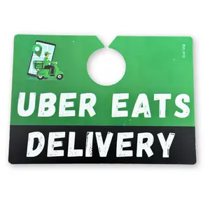 Jo_Ezzy Uber Eats Delivery Sign – Double-Sided Car Sign for Uber Eats Drivers | Dashboard or Rearview Mirror Display