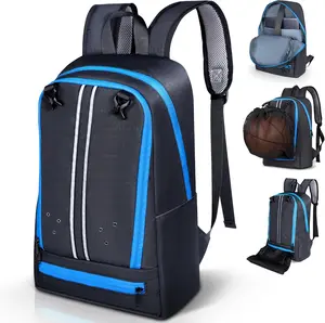 Gym Backpack with Shoe & Computer Compartment, with Drawstring Single Mesh Ball Bag for Carrying Basketball Volleyball Soccer Football Lightweight Workout Backpack for Swim Gym Travel and College