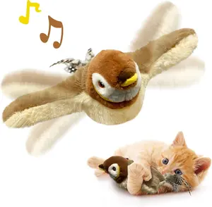 Touch-Activated Flapping Wings Sparrow Cat Toy with Realistic Chirps USB Rechargeable Interactive Hunting Toy for Indoor Cats & Small Dogs