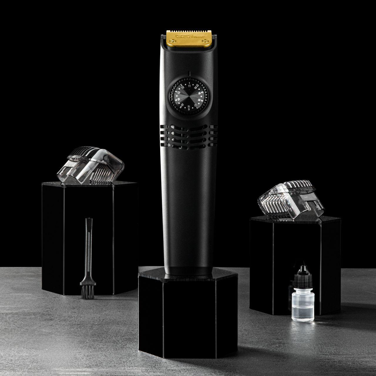 VacuTrim - Vacuum Beard Trimmer, Titanium Blade, Built-In Vacuum, Reachargeable, LED Display, Electric Shaver with 20 Trim Settings, Calibration Dial, Rechargeable, Cord Included, Comb Attachments, Cleaning Brush VacuTrim - Vacuum Beard Trimmer, Titanium Blade, Built-In Vacuum, Reachargeable, LED Display, Electric Shaver with 20 Trim Settings, Calibration Dial, Rechargeable, Cord Included, Comb Attachments, Cleaning Brush