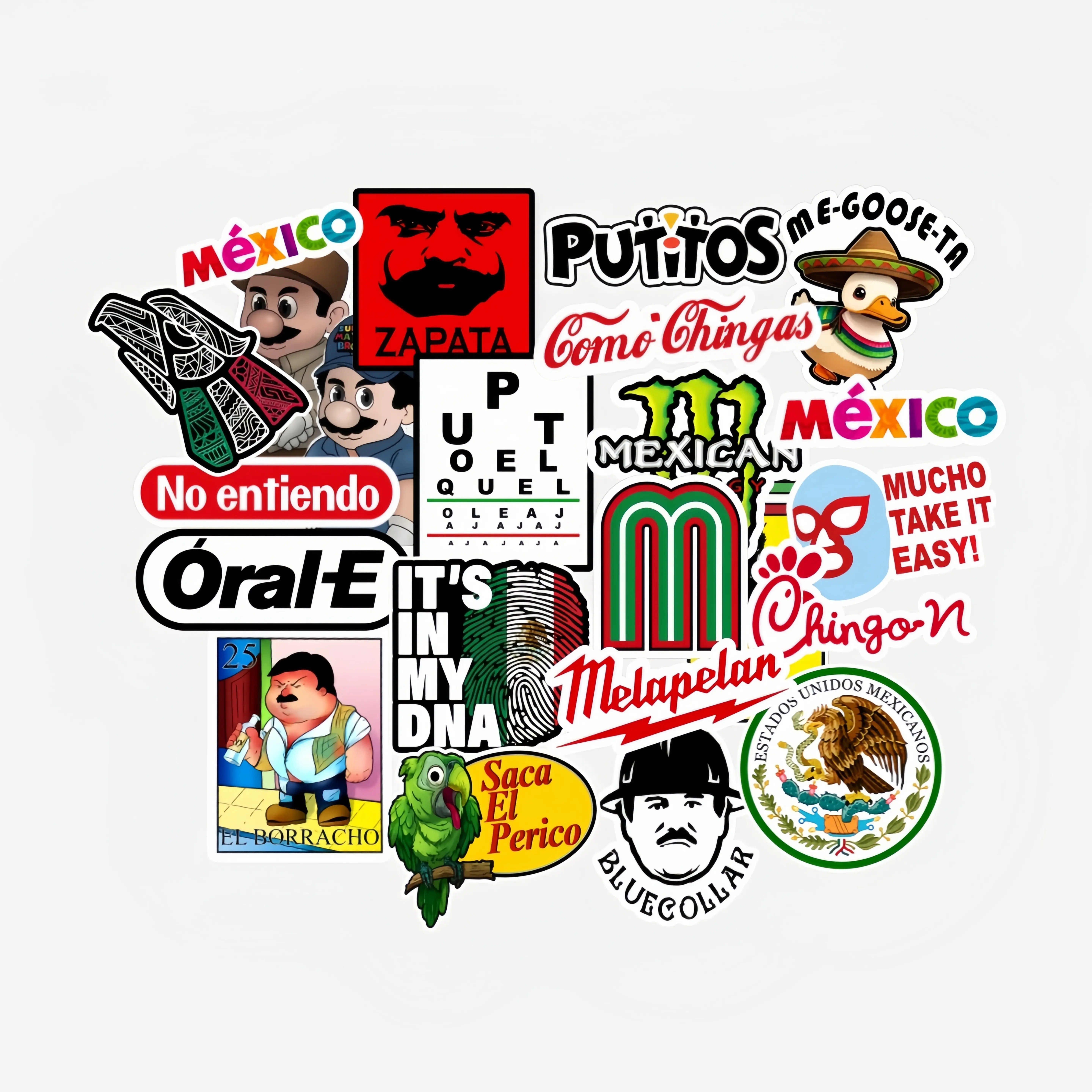 30pcs Mexican Blue-Collar Humor Stickers, Funny Mexican Humor Vinyl Decals, Waterproof Jobsite Joke Stickers for Hard Hats, Toolboxes, Bumpers & Worker Gifts
