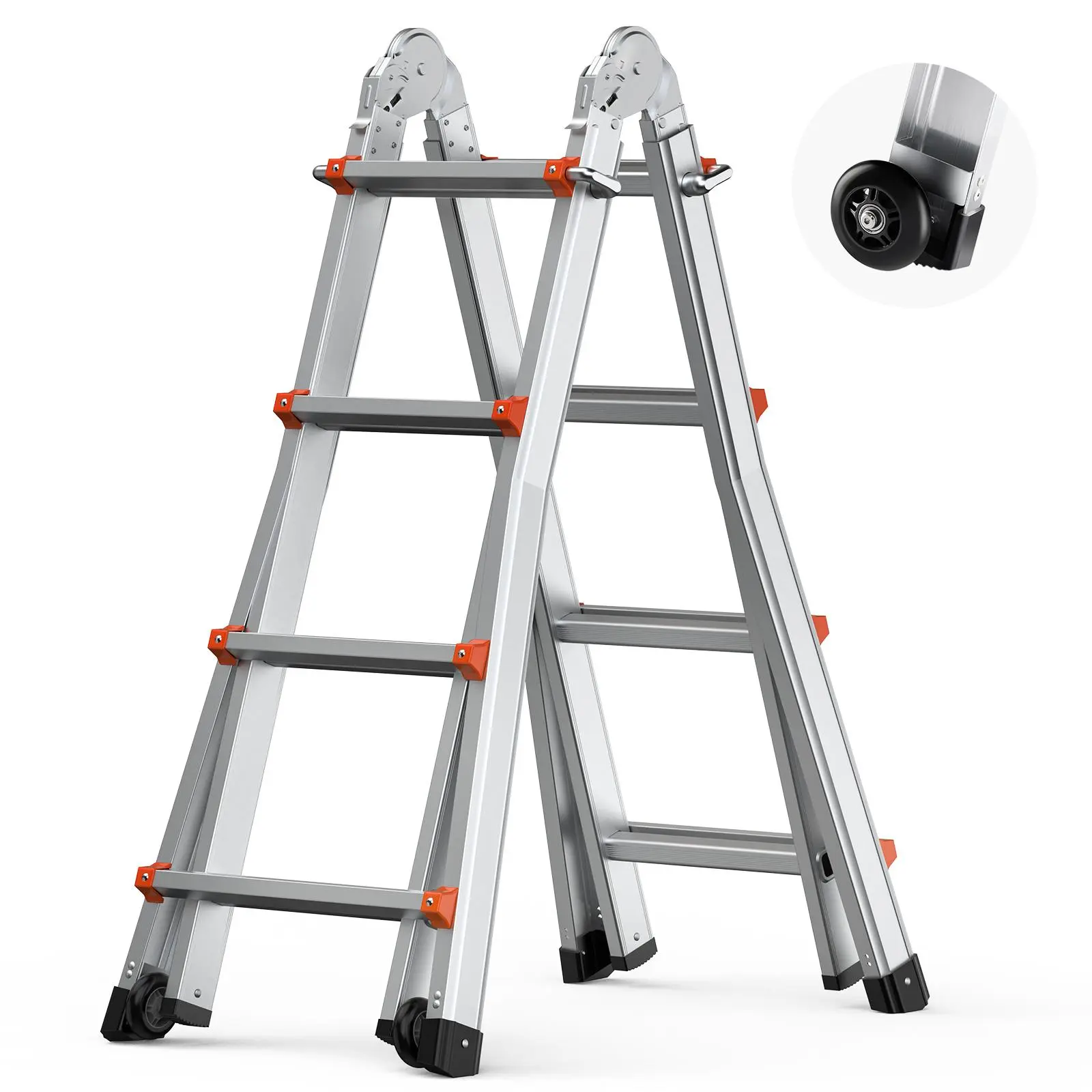 【SummerFinds】VEVOR Telescoping Ladder A Frame,  , 13 FT Compact Aluminum Extension Ladder, Multi-Function Portable Collapsible RV Ladder, Telescopic Ladder for Homework Stairs Indoor Outdoor Roof, 330lb Load