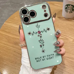 Flower Cross Christ Aesthetic Phone Case Suitable for iPhone 17 Air 16 15 14 13 12 11 Pro Max Plus Anti Drop and Anti Shock Soft TPU Material Comfortable Touch iPhone Protective Cover