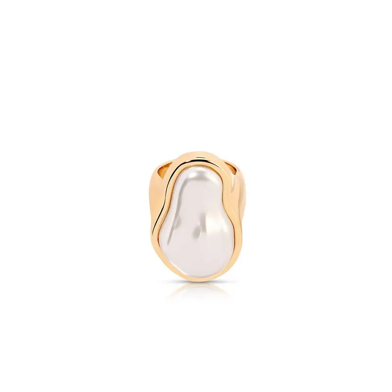 Ettika Sea-Born Pearl Ring – 18k Gold Plated Brass Statement Ring with Resin Pearl