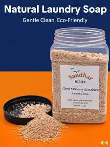 Sandbar SUDS Natural Laundry Soap - 26oz | Gentle & Safe for Sensitive Skin & Babies | Eco-Friendly Coconut Oil Formula | Non-Toxic Powder Detergent | Handcrafted in USA | 25+ Loads