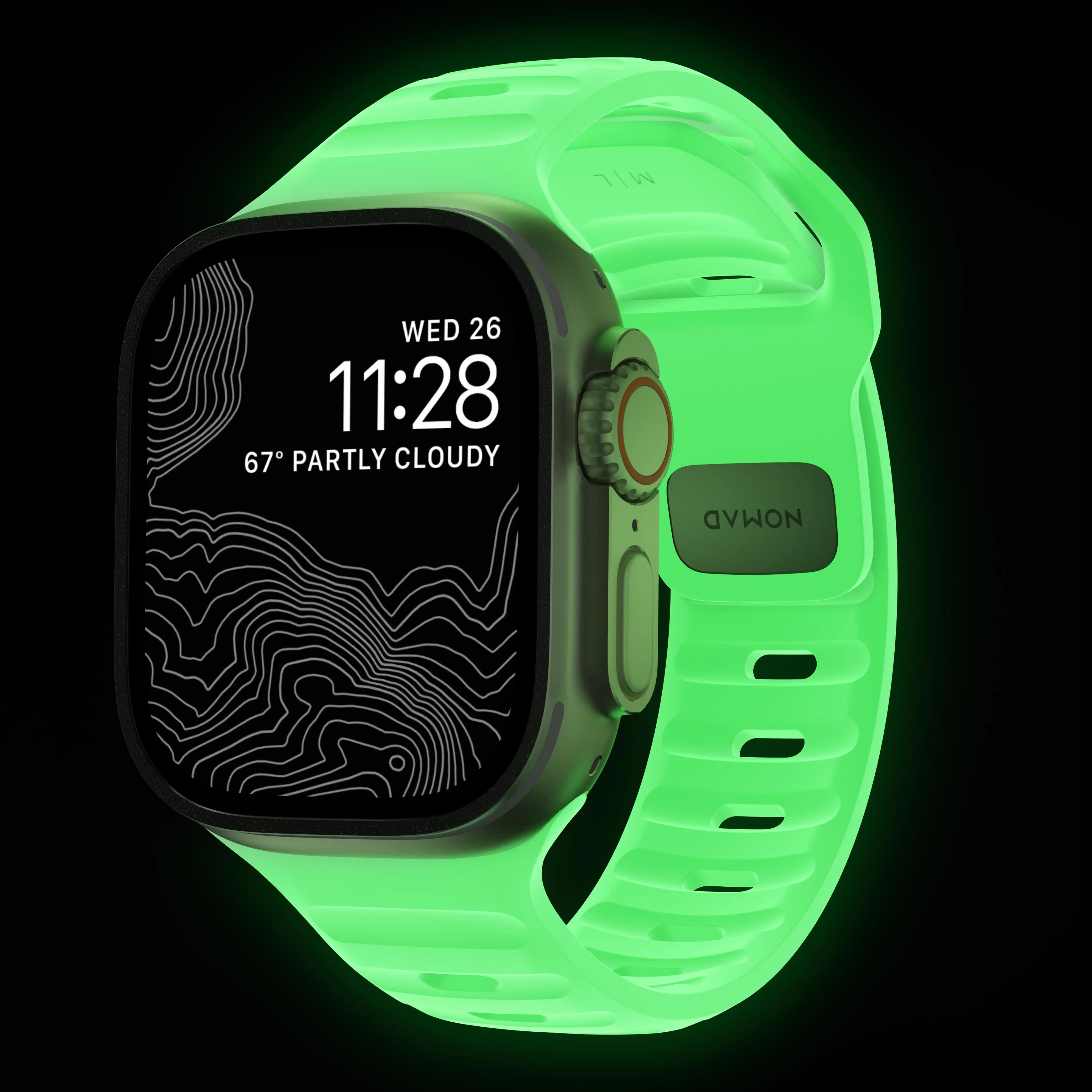 NOMAD Glow Sport Band for Apple Watch 46/49mm | Waterproof FKM Rubber