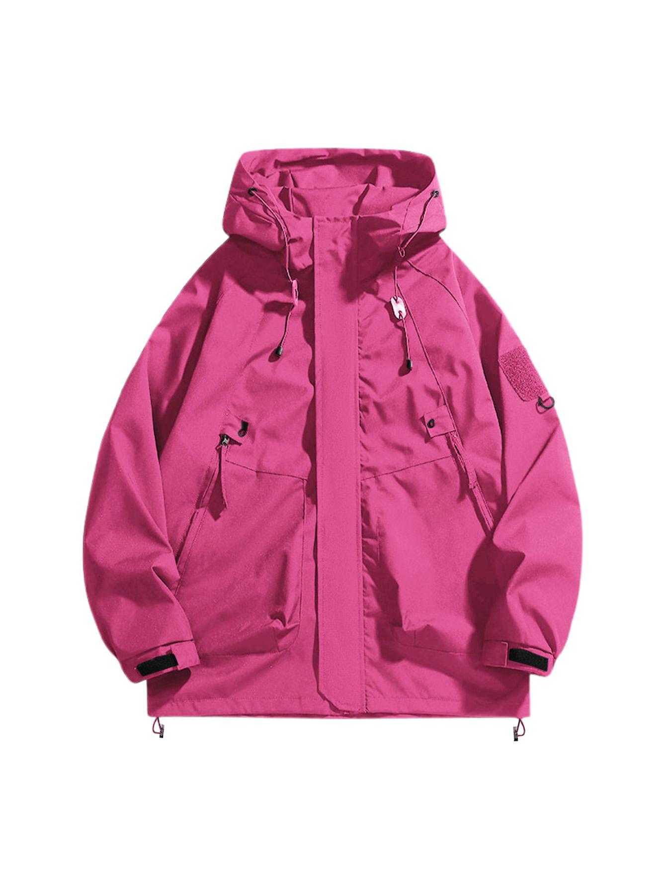 CCCMAI Men's Windbreaker Jacket with Hood Zippered Pockets & Adjustable Drawstrings Regular Fit Spring Fall Outdoor Workwear for Hiking Camping Casual Wear Hiking Gear Functional Design Durable Fabric