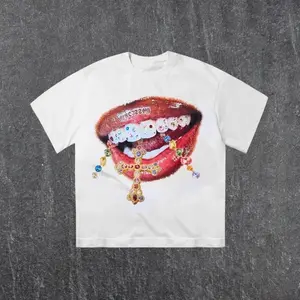 Diamond Teeth Cross Tee Graphic Casual Shirt Classic Cotton graphic tee Fabric Menswear graphic tee