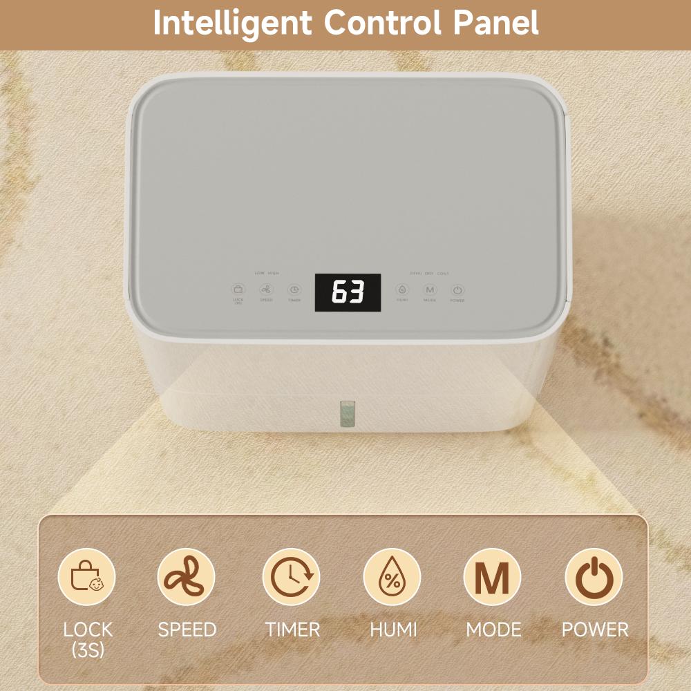 Smart Portable Universal Dehumidifier for Indoor Use - 7 Color-Changing LED Lights, 40oz Moisture Removal, Touch Screen, 30db Near-Silent, Energy-Saving, Modern Defrost Safety, Tip-Over Power Cutoff for Home Bedrooms