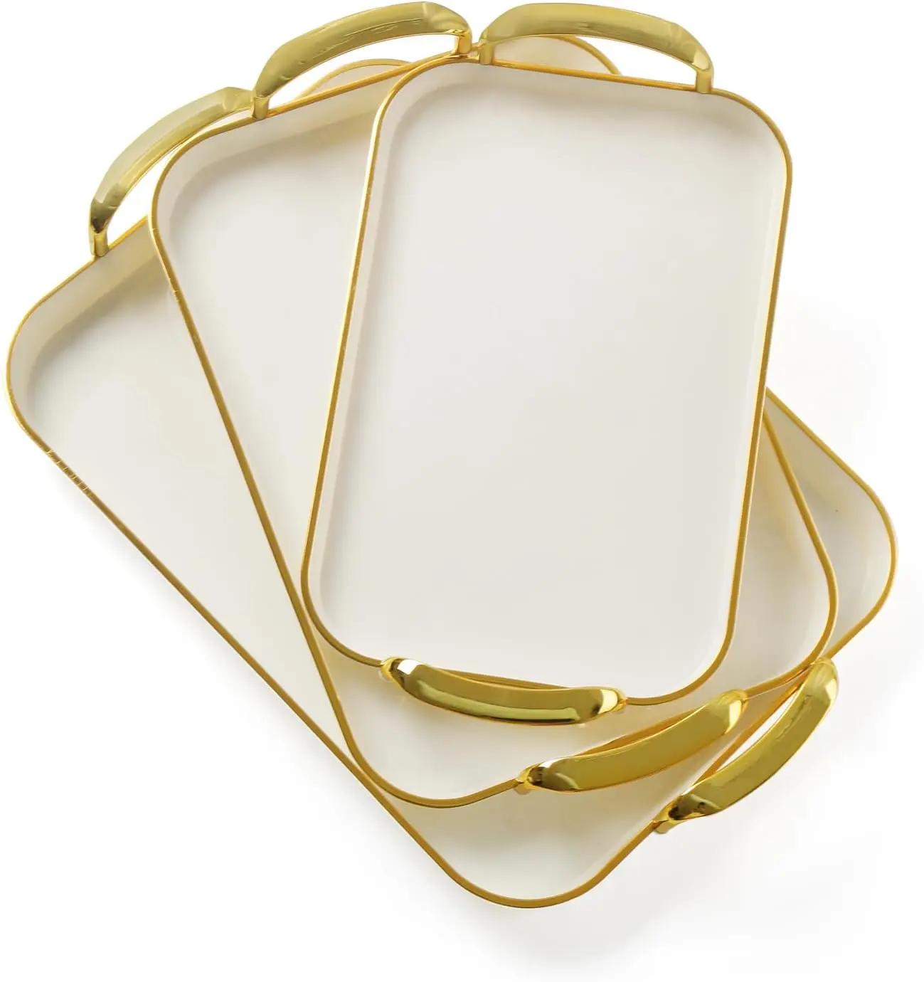 3 Pack Serving Tray with Handles Stackable Reusable Trays Serving Plastic Food Plates Serving Platter for birthday Party potluck Charcuterie Fruit  BBQ snack cake Pool snacktray Turkey Appetizer Tray Thanksgiving Christmas gift Hosting Essentials