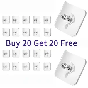 Buy 20 Get 20 Free Adhesive Frame Hooks Wall Mount Self-Adhesive Hooks Suitable for Bathroom and Kitchen Decoration-YY