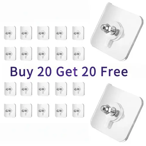Decorative Metal Adhesive Frame Organizer Hooks - No Drill Wall-Mount, Removable Repositionable Adhesion with Rails, Lightweight for Bathroom Photo Hanging, Home Organization, Easy Install - Buy 20 Get 20 Free-YY