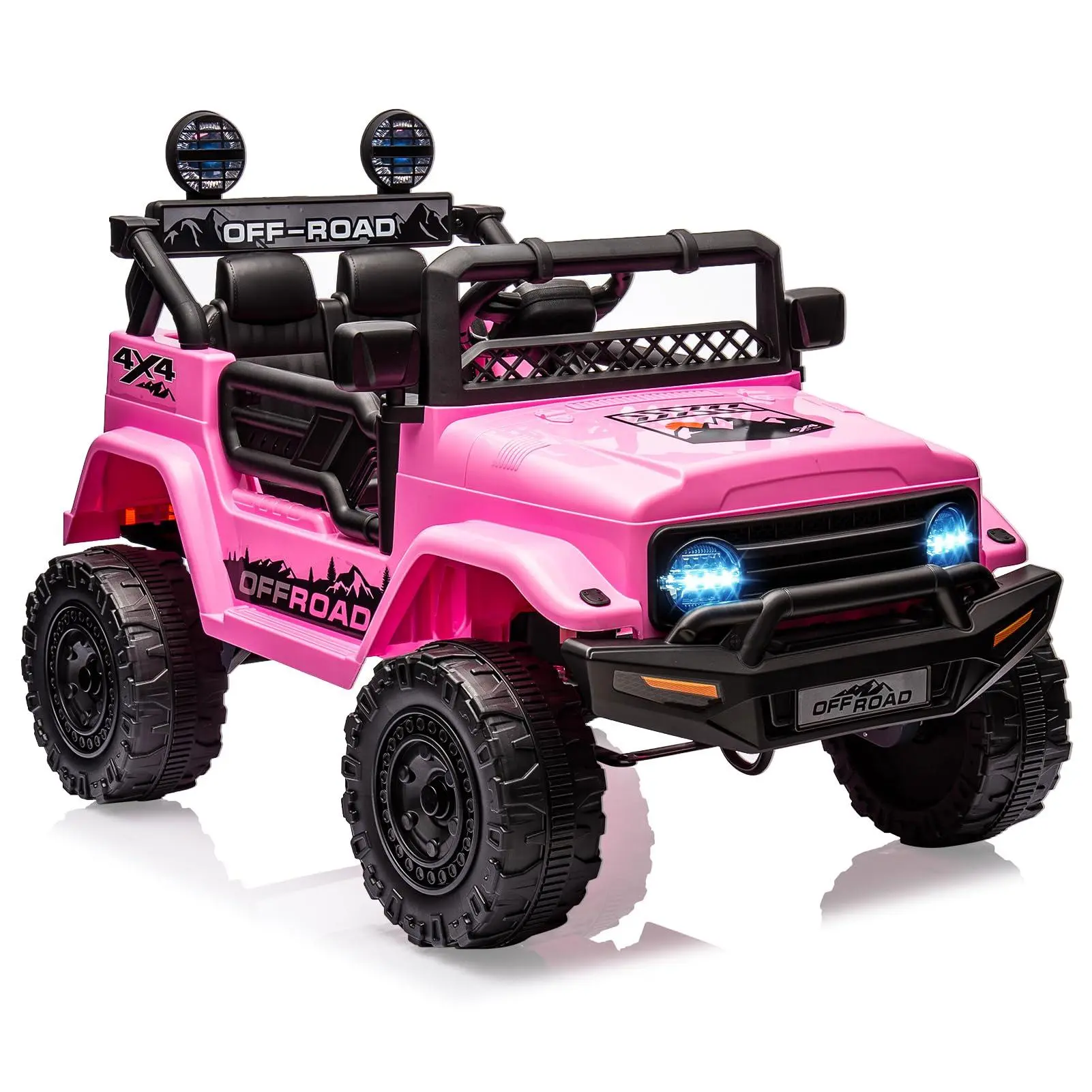 Durable 12V Kids Electric Ride-On Car - 2-Seater Off-Road Vehicle with Parental RC, Sturdy Frame, Music, LED Lights for 3-8 Year Olds Outdoor Play