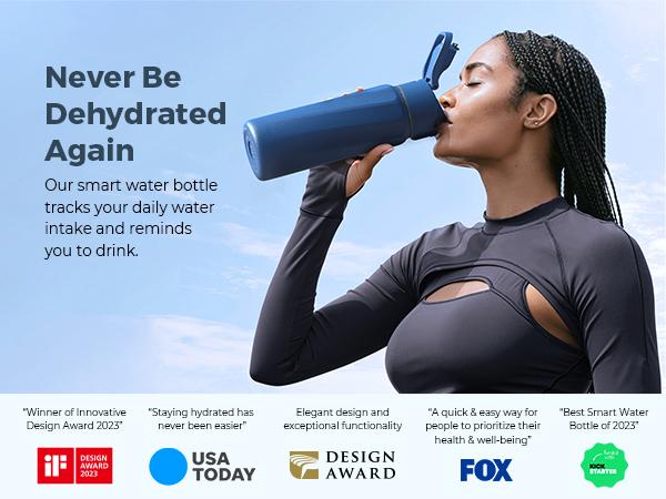 WATERH Boost Smart Water Bottle with APP - Insulated Stainless Steel Flask, Water Intake Tracker & Hydration Reminder, Portable Vacuum Thermal Cup, Wide Mouth Water Bottle for Travel & Gym,  , Free Christmas Sticker，Ideal Gift for Valentine's Day Gift