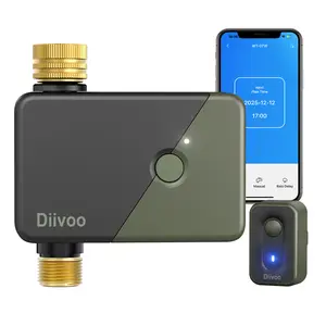 Diivoo Brass WiFi Water Timer, 2.4GHz Only Smart Hose Sprinkler Timer Compatible with Alexa/Google Assistant, 6 Irrigation Plans, Rain Delay & Mist Mode for Garden Lawns