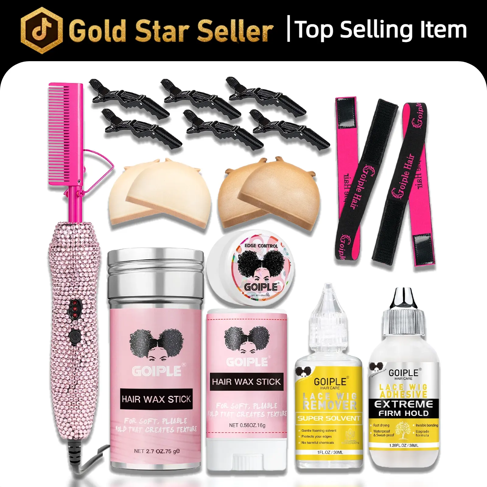 18 Counts Diamond Pink Hot Comb Set