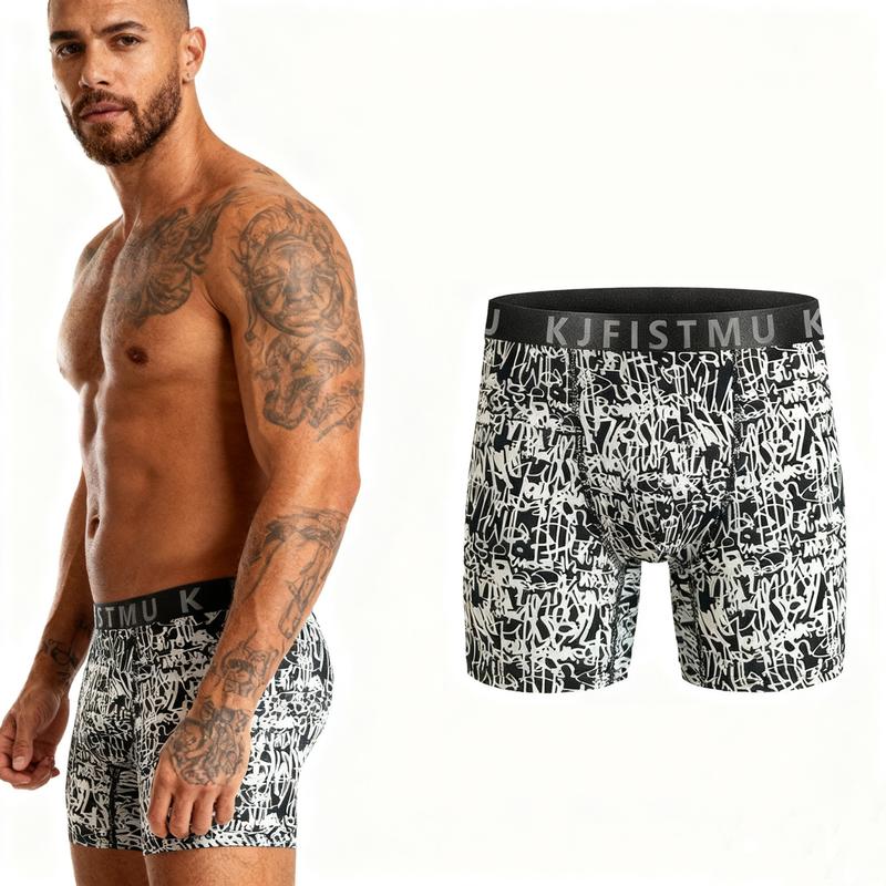 KJFISTMU Men's Boxer Briefs 12-Piece Random Set Autumn Clothing Breathable Antibacterial Fashionable Printed Graffiti Sport Underwear Comfortable Fitted Elastic Waistband Anti-Slip Soft Lightweight Fabric Menswear Bestie