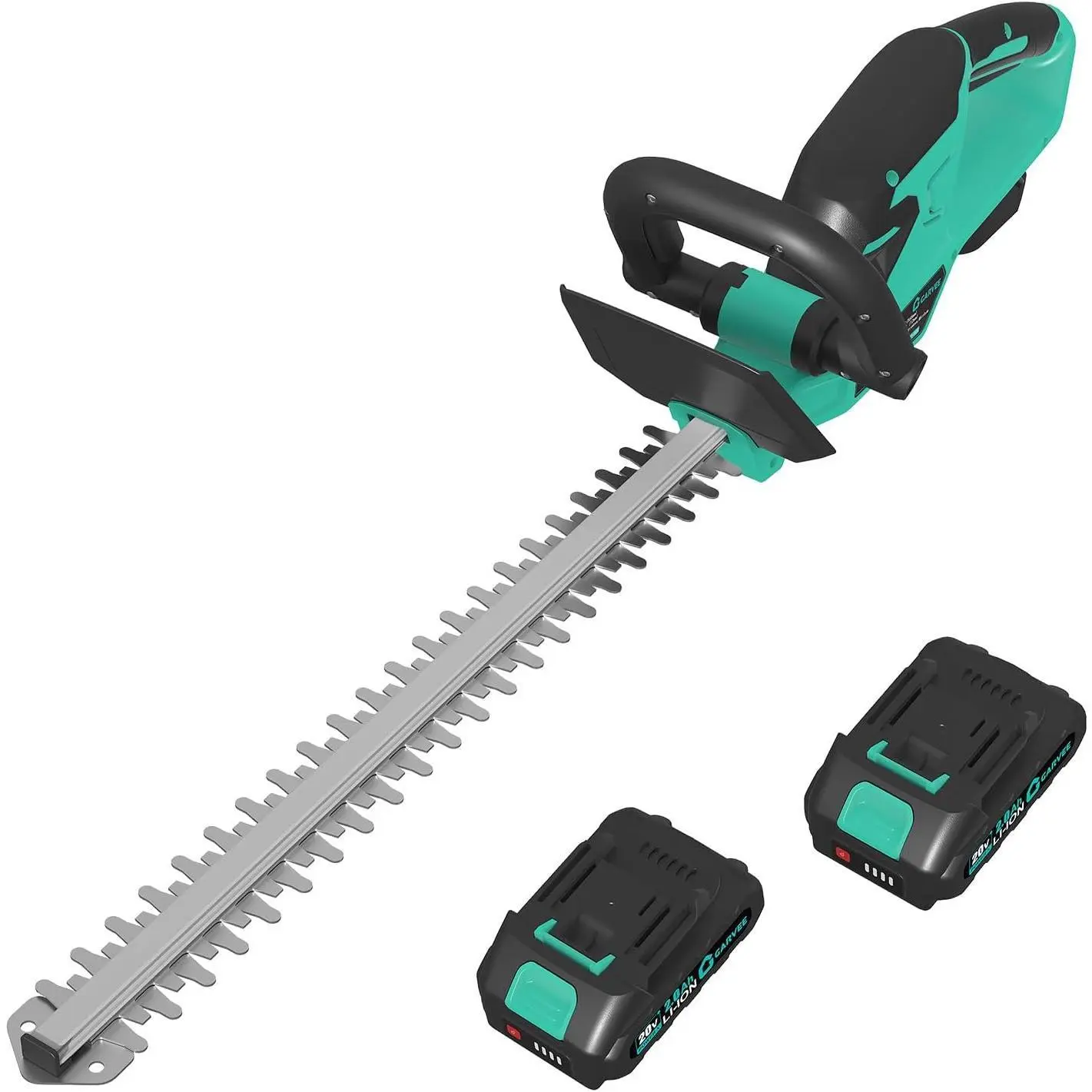 Cordless Hedge Trimmer for Home Hedge Shaping, 22.4in Lithium-Ion Electric Handheld Pruning Tool with Handle, 2-Hand Grip, Brushless Motor, 3000 RPM Double-Sided Dual Action Blades, 2/3in Blade Gap, 2x2.0 Batteries & 1 Charger