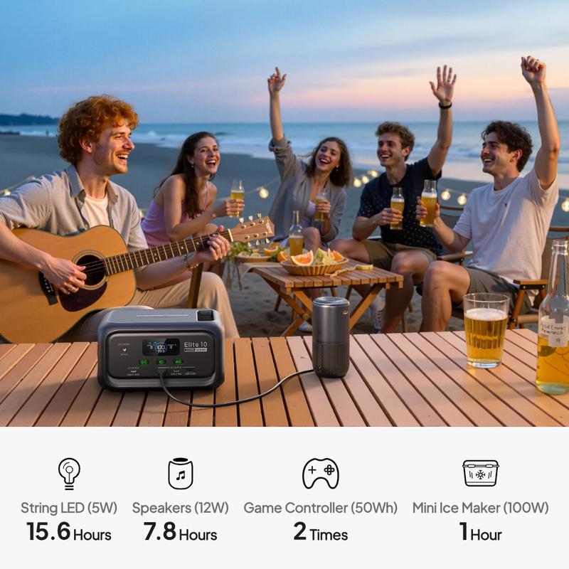 BLUETTI Elite 10 Portable Power Station 128Wh, 3.8 lbs Palm-Sized, Airline-Approved for Travel, Camping & Emergencies