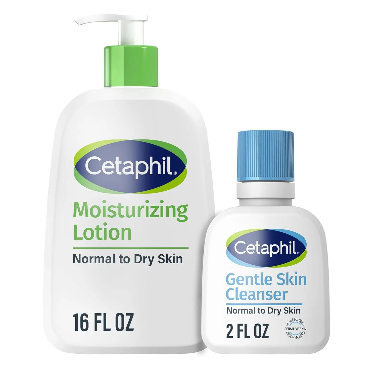 Cetaphil Hydrating Moisturizer Lotion - Hypoallergenic, Lightweight, for Normal to Dry Sensitive Skin - 16 oz + 2 oz Travel-Size Gentle Skin Cleanser Multi-Pack