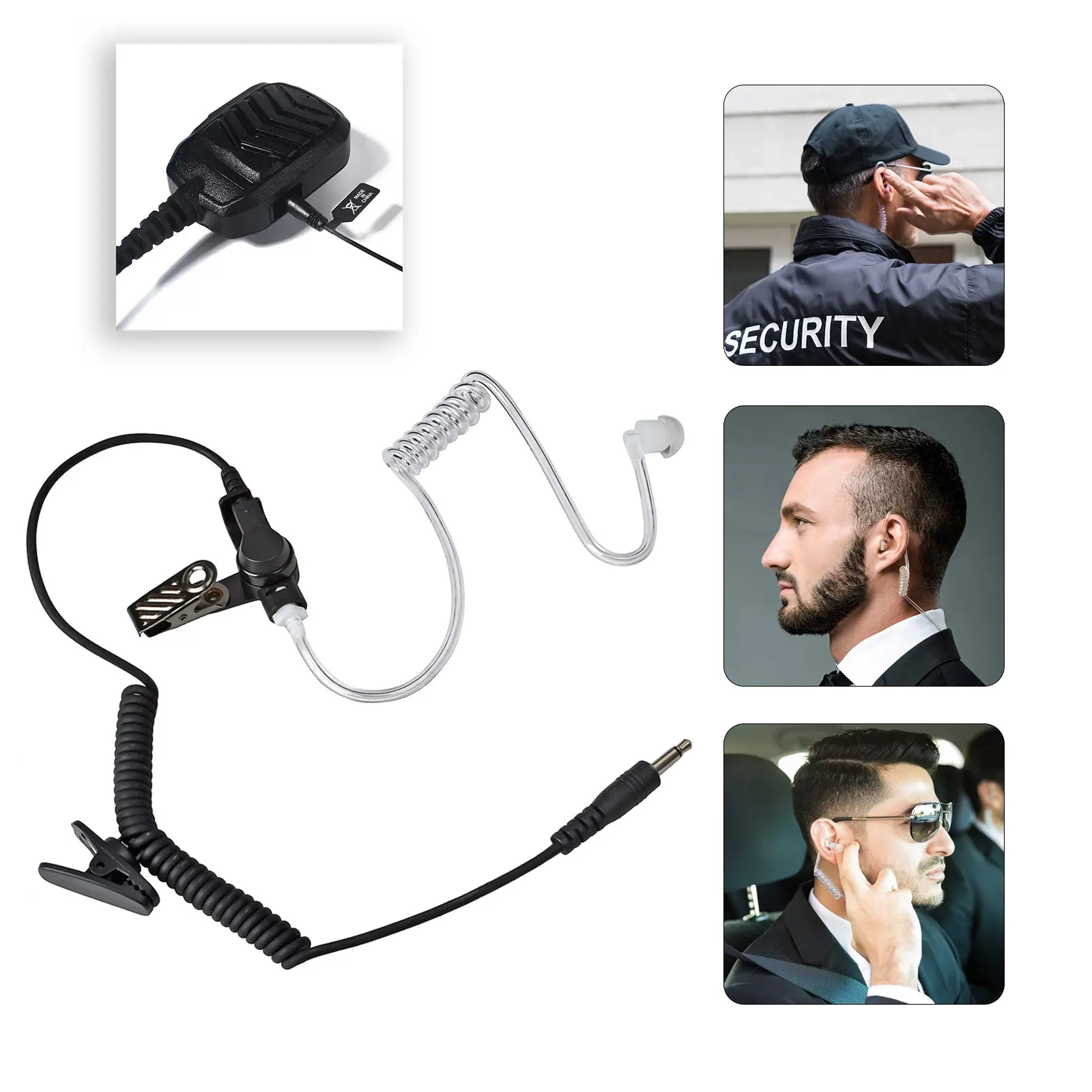 YNIBST Receiver/Listen ONLY Surveillance 3.5mm Durable Electronic Headset Earpiece Earphones Headphones with Clear Acoustic Coil Tube Earbud Clip for Two-Way Radios, Transceivers and Radio Speaker Mics Jacks