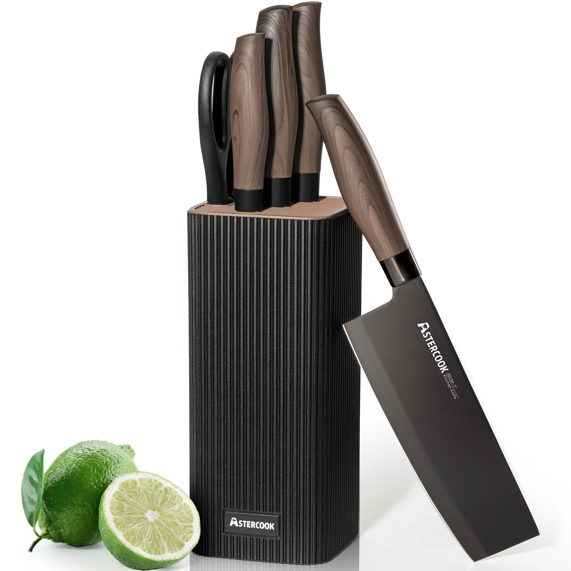Astercook 6-Piece Kitchen Knife Set, Stainless Steel Knives, Dishwasher Safe Knife Set for Chopping, Slicing, Dicing, Meal Prep and Home Cooking