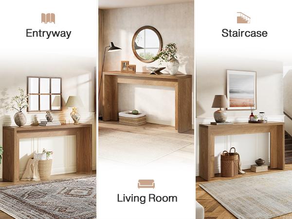 LITTLE TREE Farmhouse Console Table, 55-Inch Wooden Sofa Table with Storage for Entryway, Foyer, Hallway, Living Room, Easy Assembly LITTLE TREE Farmhouse Console Table, 55-Inch Wooden Sofa Table with Storage for Entryway, Foyer, Hallway, Living Room, Easy Assembly