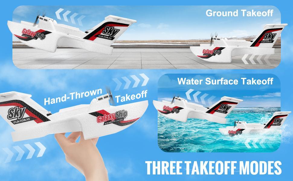 VEVOR RC Plane, TikTokShopBlackFriday, 2.4GHZ 3 Channel Remote Control Airplane with 6-Axis Gyro Stabilizer, Ready to Fly Amphibious Aircraft Plane Toy with 2 Batteries, Easy to Fly RC Glider for Adults Kids Beginners Boys