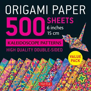 Origami Paper 500 Sheets 6" (15cm) Kaleidoscope Patterns – Double-Sided Colorful Craft Paper Pack with 12 Designs & 6 Origami Project Instructions