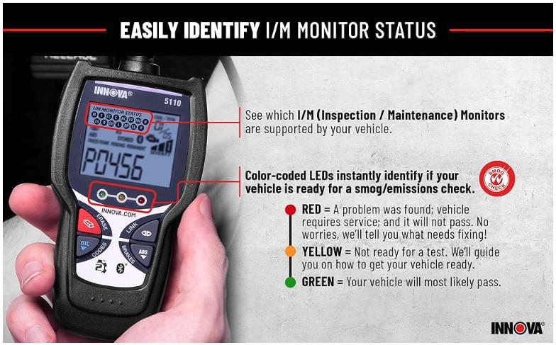 INNOVA 5110 OBD2 Scanner with ABS, Smog Check & Check Engine Light Reset Diagnostic Tool INNOVA 5110 OBD2 Scanner with ABS, Smog Check & Check Engine Light Reset Diagnostic Tool