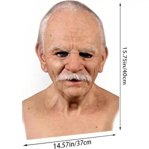 Latex Old Man Mask Halloween Realistic Human Full Head Mask for Halloween Carnival Costume Party
