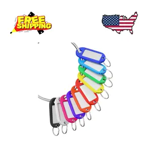 70 Pcs Plastic Colored Key Ring Tags with Labels