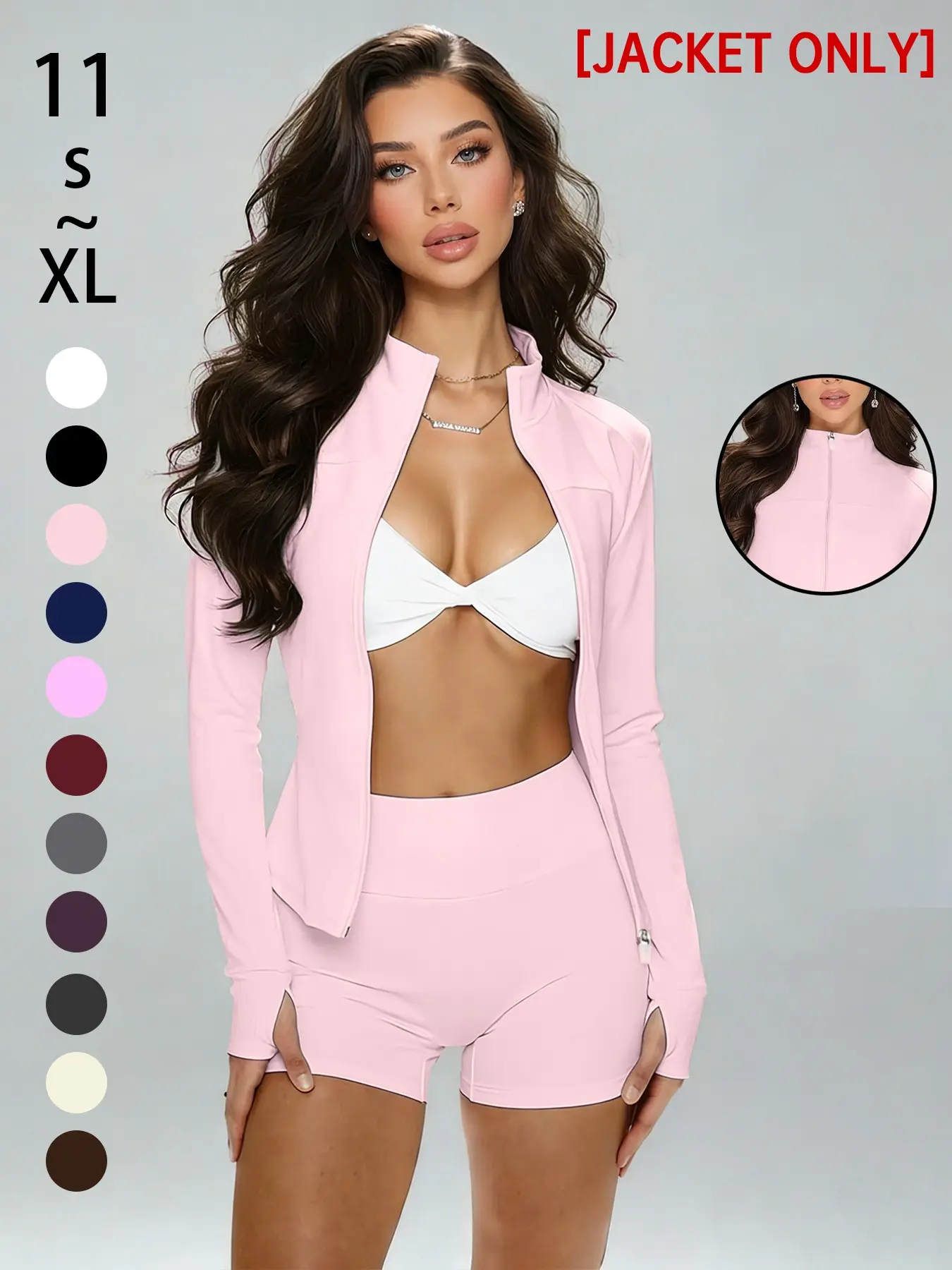 Women's Slim-Fit Zipper Yoga Jacket with V-Neck and Long Sleeves, Comfortable Spring Summer Gym and Home Fitness Top, Yoga Essential Jacket, Workout Jacket