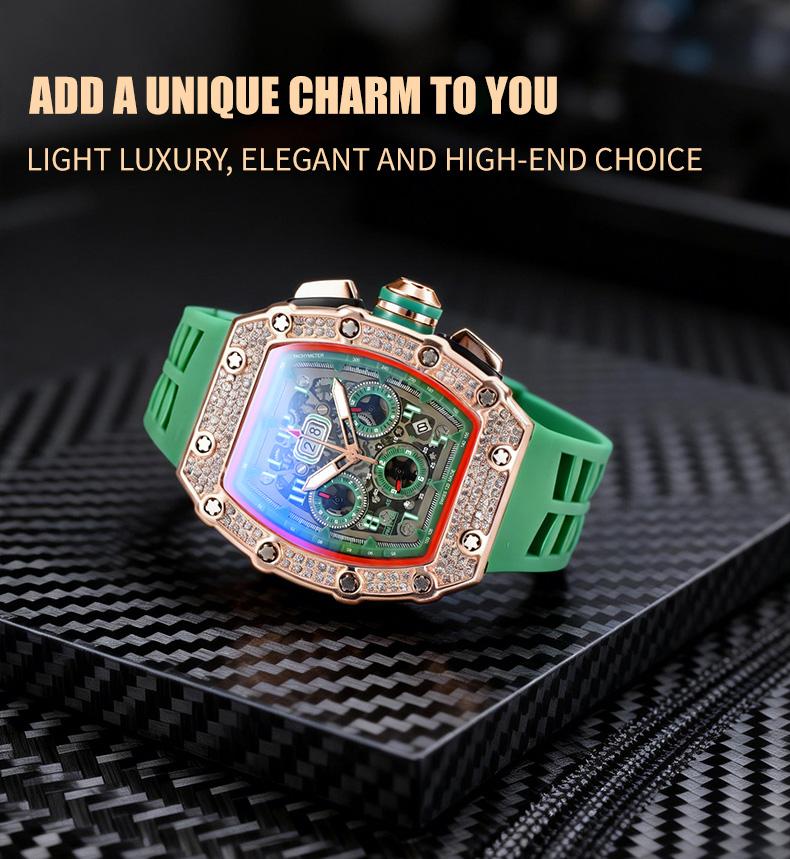 Men's Luxury barrel-shaped watch​ Rhinestone Embellished Watch IncludedFashion Timeless ClassicWatch Flash Sale -Fashionable itis elegant, Water-Resistant Watch – Perfect for Any Occasion​ durable, and the perfect choice foreverydaywear. with Gift Box