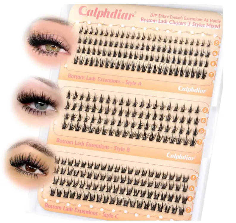 Bottom Lashes Clusters DIY Eyelash Extension 3 Styles Lower Eyelash Clusters Bottom Individual Lashes 5-7mm Thin Band Natural Bottom Lash Clusters 260pcs DIY Entire Lash Extensions by calphdiar