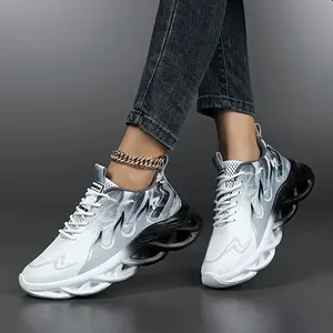 Women's Sneakers, Gradient Color-Block Running, Lightweight Breathable Fabric, Grippy MD/PU Sole, Lace-Up Low-Top Design, for Outdoor Sports & Everyday Casual Wear, Comfortable Footwear, Durable Traction Sole