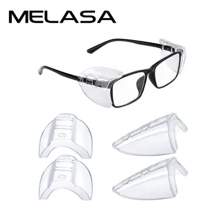 MELASA Safety Glasses Side Shields for Prescription Glasses, Slip on Clear Eye Glasses, Fits Small to Large Eyeglasses