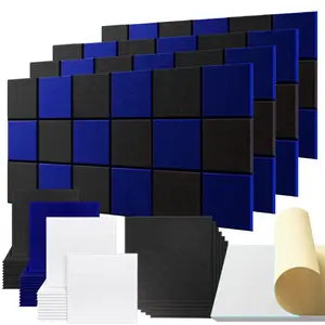 18 PCS/36 PCS Acoustic Foam Panels, 12"x12"x0.4" Self-Adhesive Square Soundproof Wall Panels, High-Density Noise Canceling Sound Insulation Tiles for Home Office Recording Studio Ceiling DIY Drawing Pin