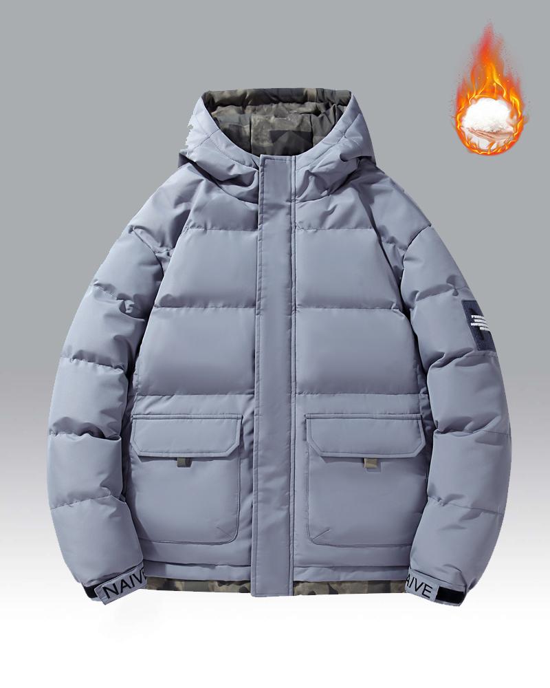 Men's Lightweight Puffy Hoodie – A thick, warm cotton jacket; features a drawstring hood, hook-and-loop fasteners, and a zippered front closure; perfect for various occasions such as commuting to work or going out on the weekend; an essential versatile pi Men's Lightweight Puffy Hoodie – A thick, warm cotton jacket; features a drawstring hood, hook-and-loop fasteners, and a zippered front closure; perfect for various occasions such as commuting to work or going out on the weekend; an essential versatile pi