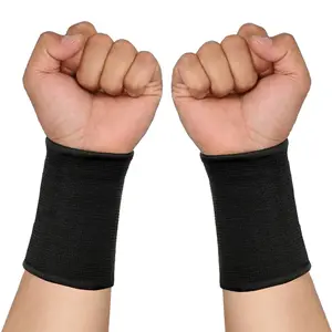 Wrist Compression Sleeve, Elastic Wrist Support Sleeve Wrist Braces, Carpal Tunnel Support Sleeve, for Women and Men Sport Fitness Workout (1, Black)