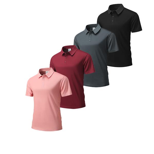 4-Pack Basic Solid Color Breathable Polo Shirts