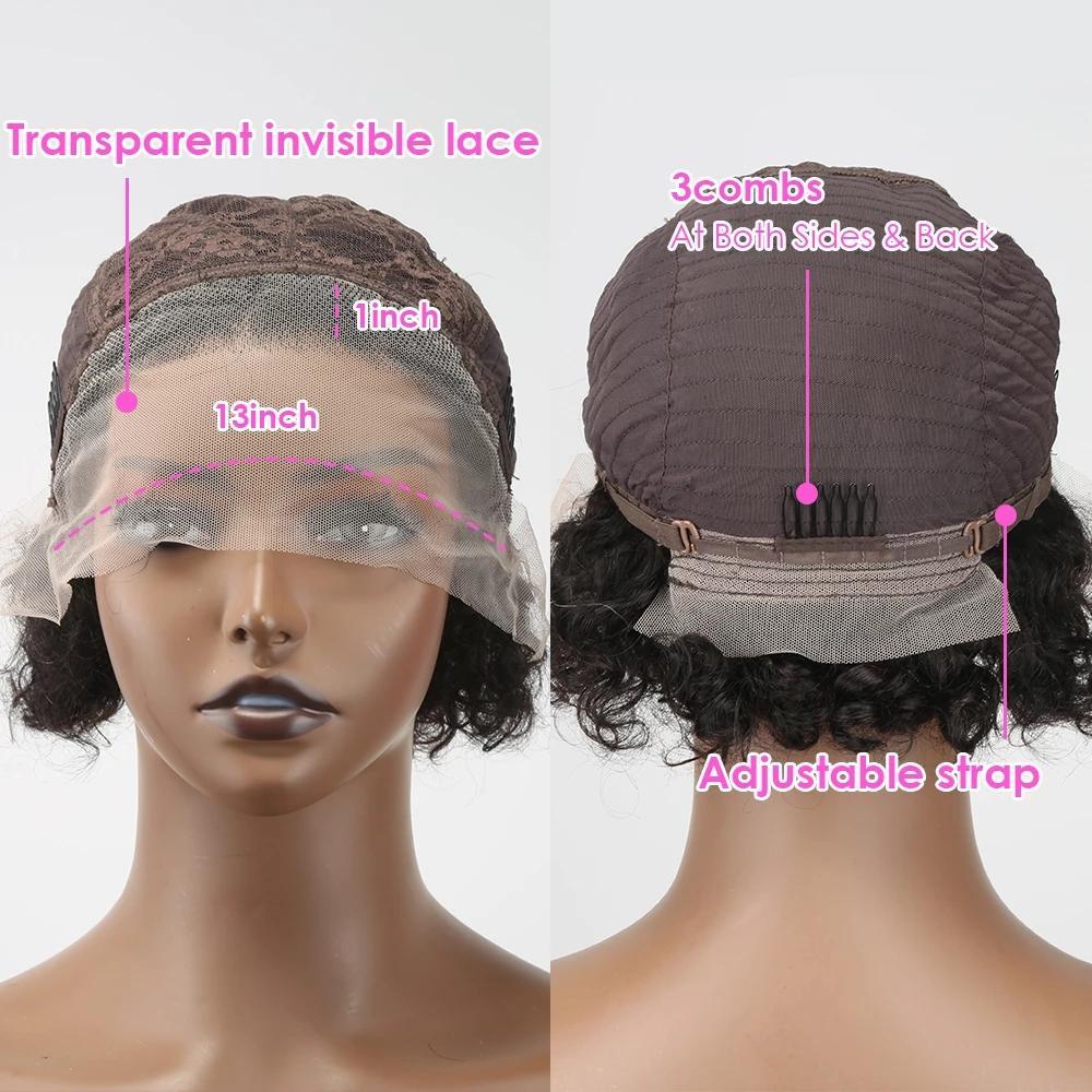 [Wholesale Price] 2-3-5Pcs Short Pixie Cut 13x4x1 Free Part Lace Front Human Hair Wigs for Black Women Brazilian Human Hair Wig 150% Density Natural Black Ready to Wear Daily Wig