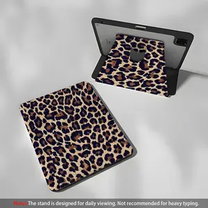 Upgraded iPad case, compatible with 2021-2024 iPad models, transparent back cover, pen holder, stand, rotatable, leopard print design, available in multiple colors 995