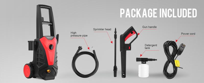 PowerSmart Electric Pressure Washer, Max 2800PSI, 1.8 GPM, Lightweight Portable Pressure Washer with 35FT Power Cord, 20FT Hose, Foam Cannon, Spray Gun for Cleaning Cars, Fences, Decks, and Patios (PS2020)