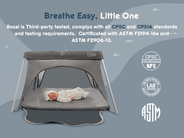 HARPPA Rossi | Foldable Travel Crib & Playard, Portable Playpen with Mattress, Bassinet for Baby & Toddlers, No Assembly Pack & Play Play Yard, Baby Items