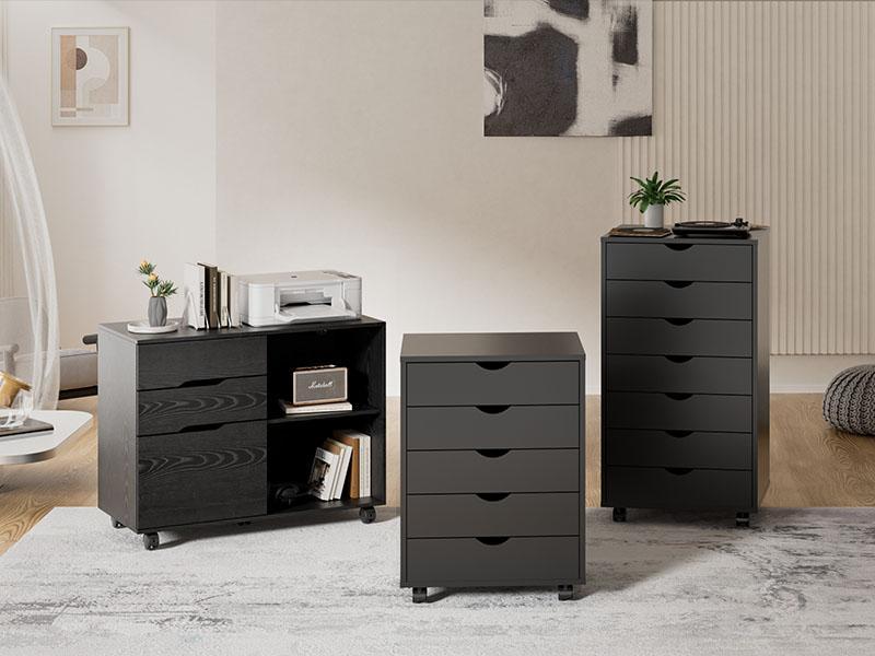 【Star】7 Drawer Chest Dressers Storage Cabinets Wooden Dresser Mobile Cabinet with Wheels Bedroom Organizer Drawers for Office, Home officecabinet
