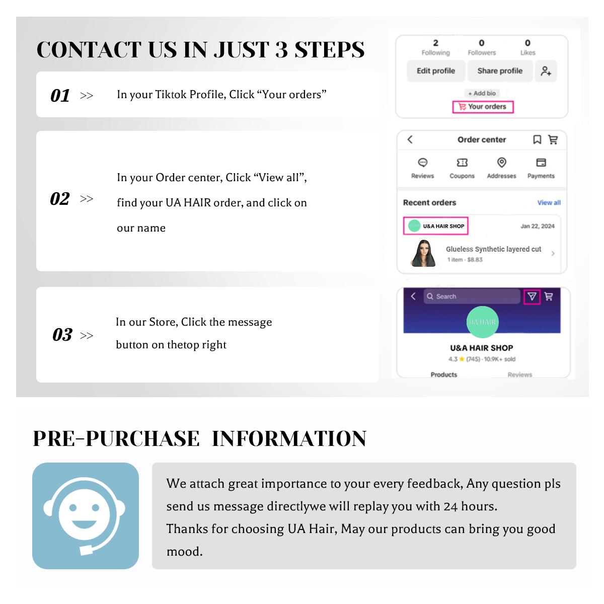 U&A Hair 9x7 Glueless Synthetic Wear and Go Bone Straight Wigs Double Drawn Bob Wig High Density, Vivid Self Growing Clean Hairline with Tiny Knots